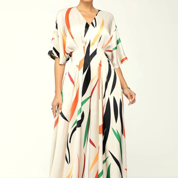 White with multicolor all-over prints - Picture 3 of 5